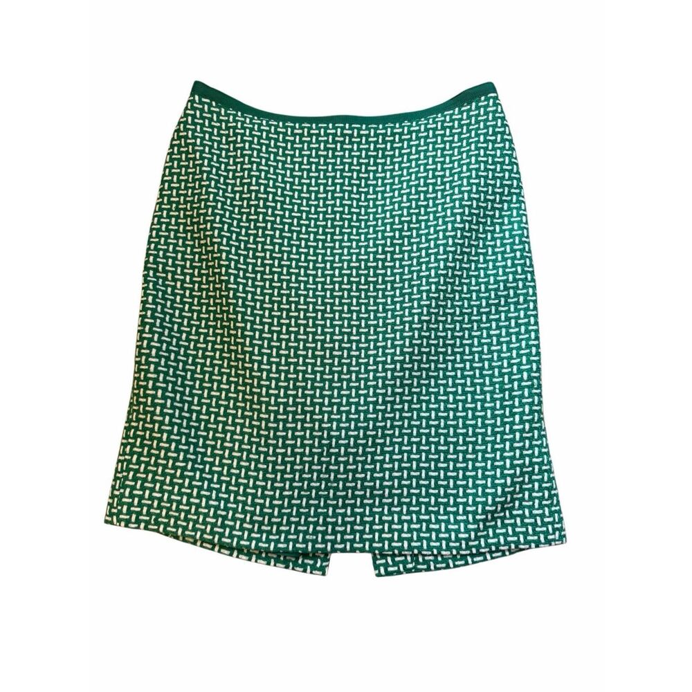 Talbots green and white plaid tweed skirt- 6p